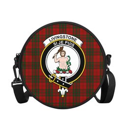 Scottish Livingston Tartan Round Crossbody Bags - Round Purse with Family Crest Scottish Plaid Tartan Plaid - ScotsTee - scotstee.com