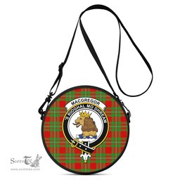 Scottish MacGregor Modern Tartan Round Crossbody Bags - Round Purse with Family Crest Scottish Plaid Tartan Plaid - ScotsTee - scotstee.com