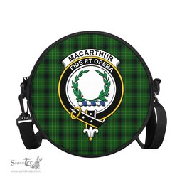 Scottish MacArthur Highland Tartan Round Crossbody Bags - Round Purse with Family Crest Scottish Plaid Tartan Plaid - ScotsTee - scotstee.com