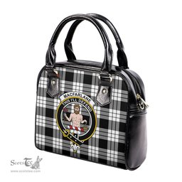 Scottish MacFarlane Black White Tartan Shoulder Handbags with Family Crest Scottish Plaid Tartan Plaid - ScotsTee - scotstee.com