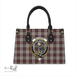 Scottish MacInnes Ancient Hunting Tartan Leather Bag for Women with Family Crest Scottish Plaid Tartan Plaid - ScotsTee - scotstee.com