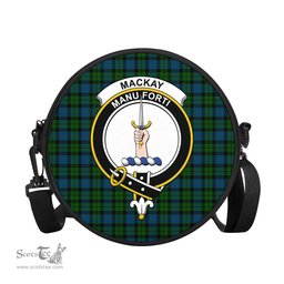 Scottish MacKay Modern Tartan Round Crossbody Bags - Round Purse with Family Crest Scottish Plaid Tartan Plaid - ScotsTee - scotstee.com