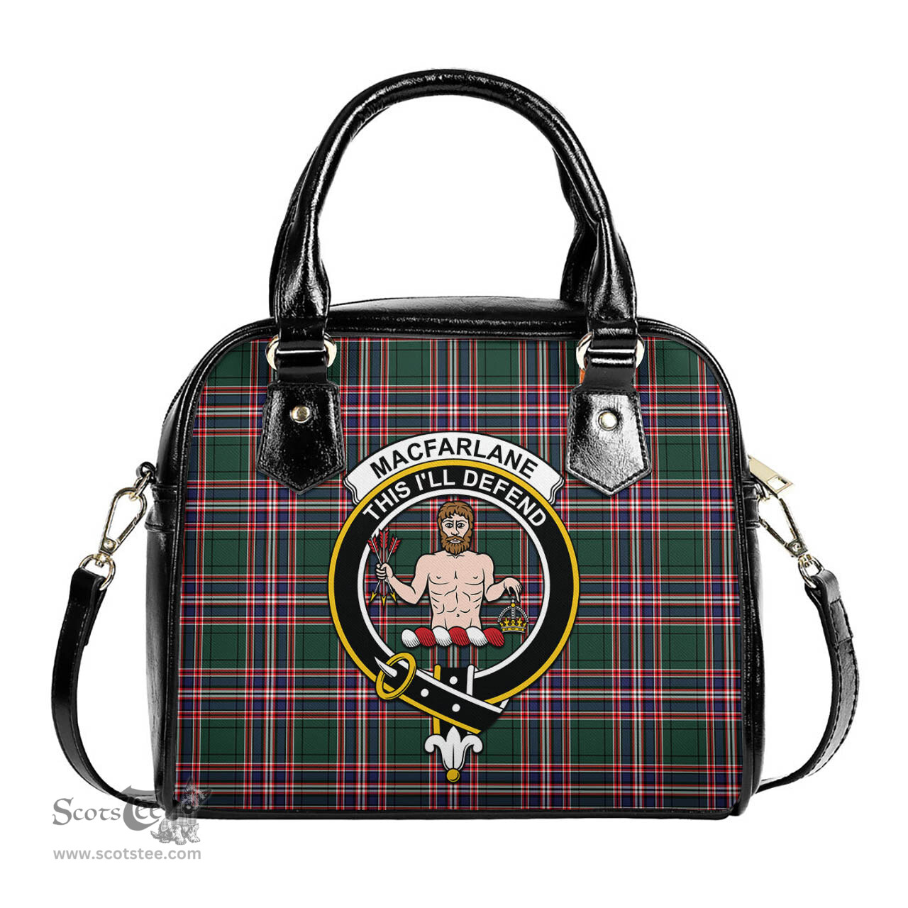 Scottish MacFarlane Hunting Modern Tartan Shoulder Handbags with Family Crest Scottish Plaid Tartan Plaid - ScotsTee - scotstee.com