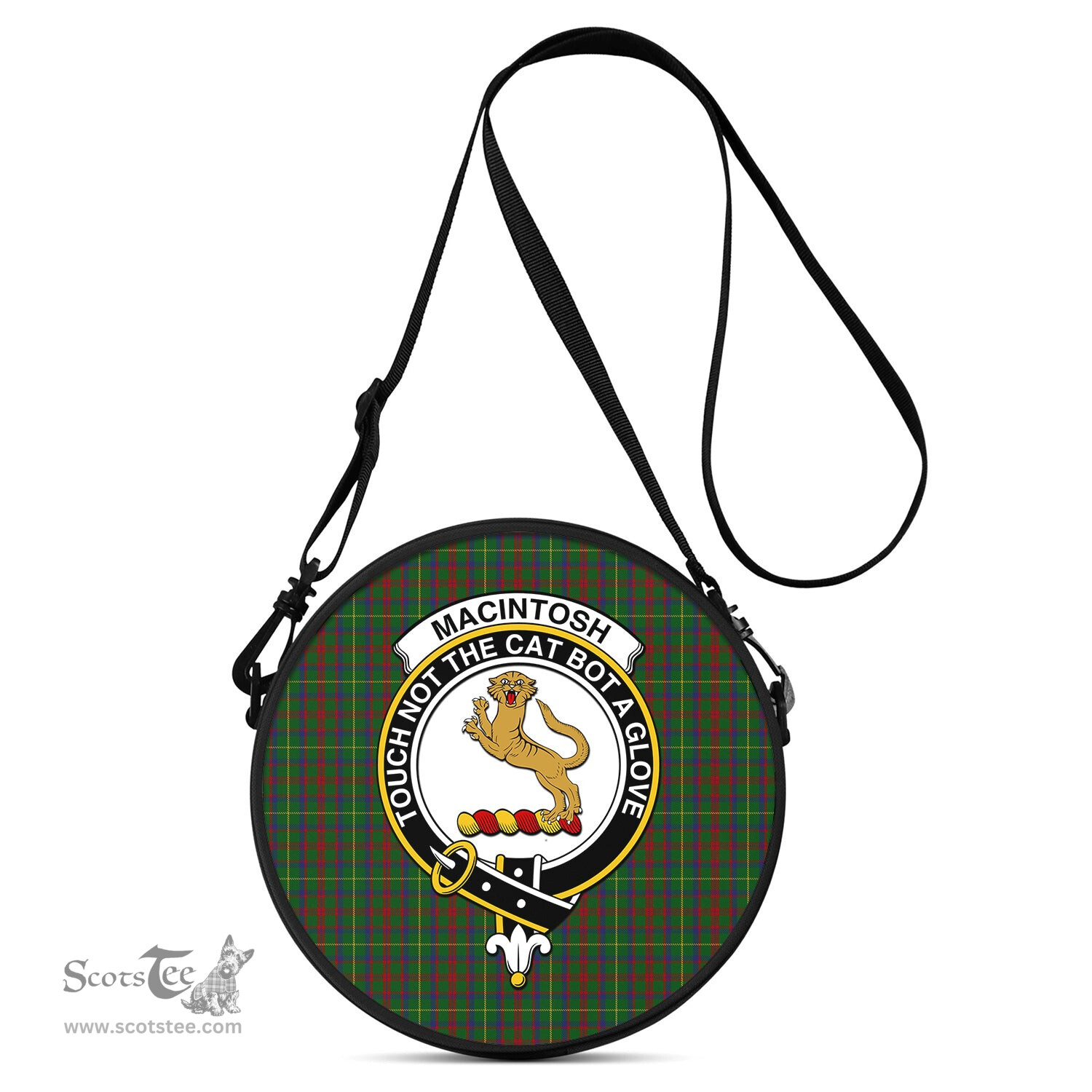 Scottish MacIntosh Hunting Tartan Round Crossbody Bags - Round Purse with Family Crest Scottish Plaid Tartan Plaid - ScotsTee - scotstee.com