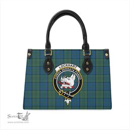 Scottish Lockhart Tartan Leather Bag for Women with Family Crest Scottish Plaid Tartan Plaid - ScotsTee - scotstee.com