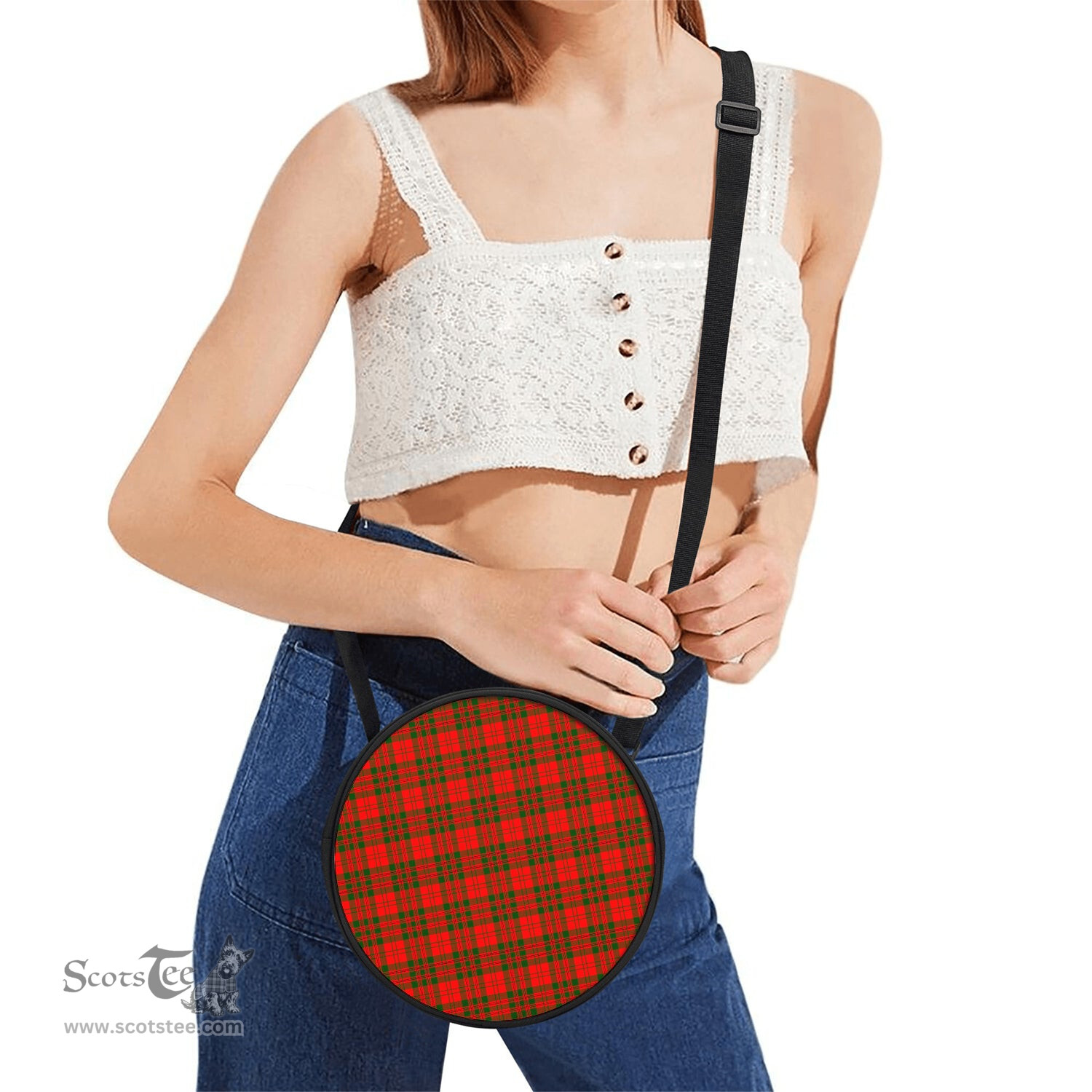 Scottish Livingston Modern Tartan Round Crossbody Bags - Round Purse Scottish Plaid Tartan Plaid - ScotsTee - scotstee.com