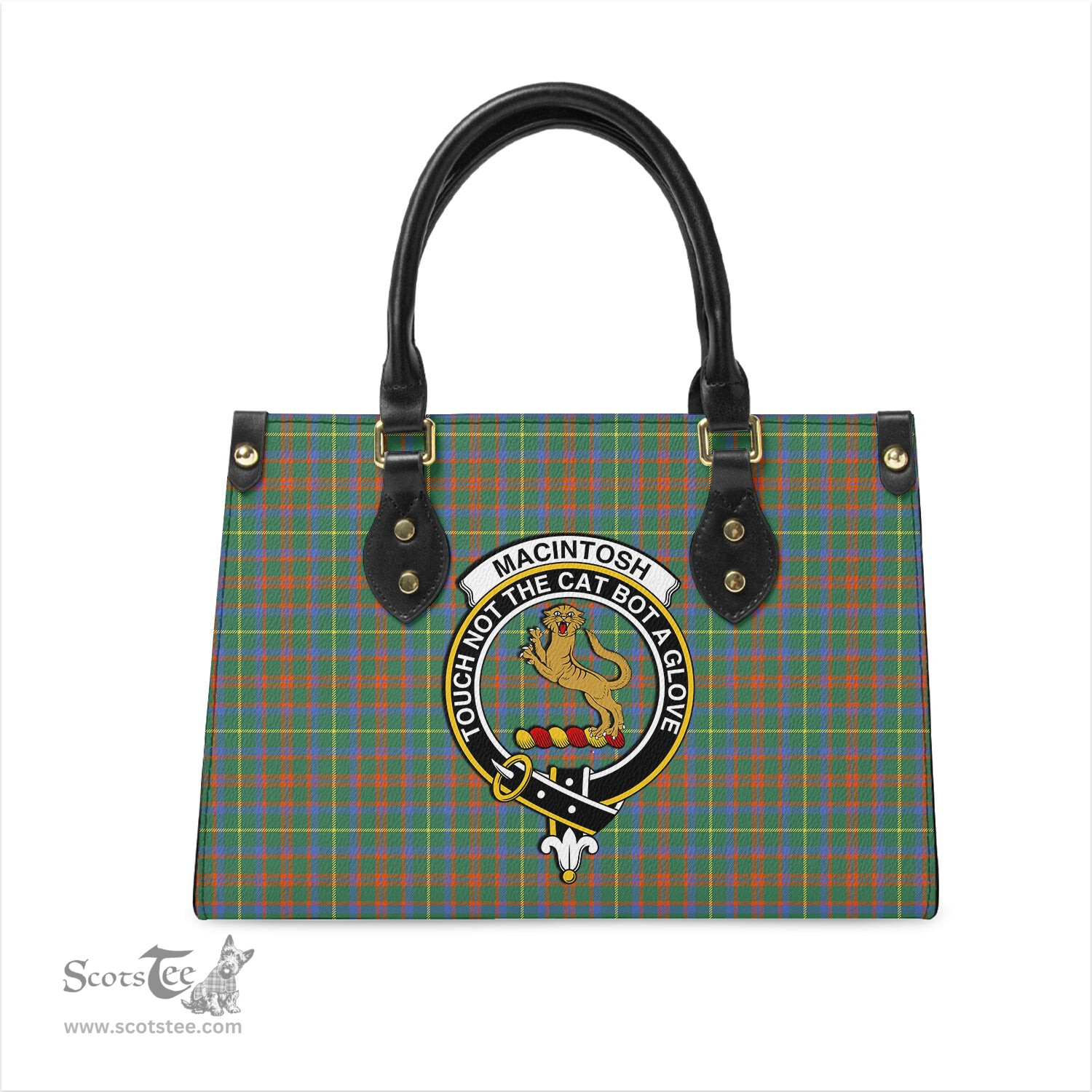 Scottish MacIntosh Hunting Ancient Tartan Leather Bag for Women with Family Crest Scottish Plaid Tartan Plaid - ScotsTee - scotstee.com