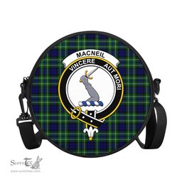 Scottish MacNeil of Colonsay Modern Tartan Round Crossbody Bags - Round Purse with Family Crest Scottish Plaid Tartan Plaid - ScotsTee - scotstee.com