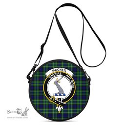 Scottish MacNeil of Colonsay Modern Tartan Round Crossbody Bags - Round Purse with Family Crest Scottish Plaid Tartan Plaid - ScotsTee - scotstee.com