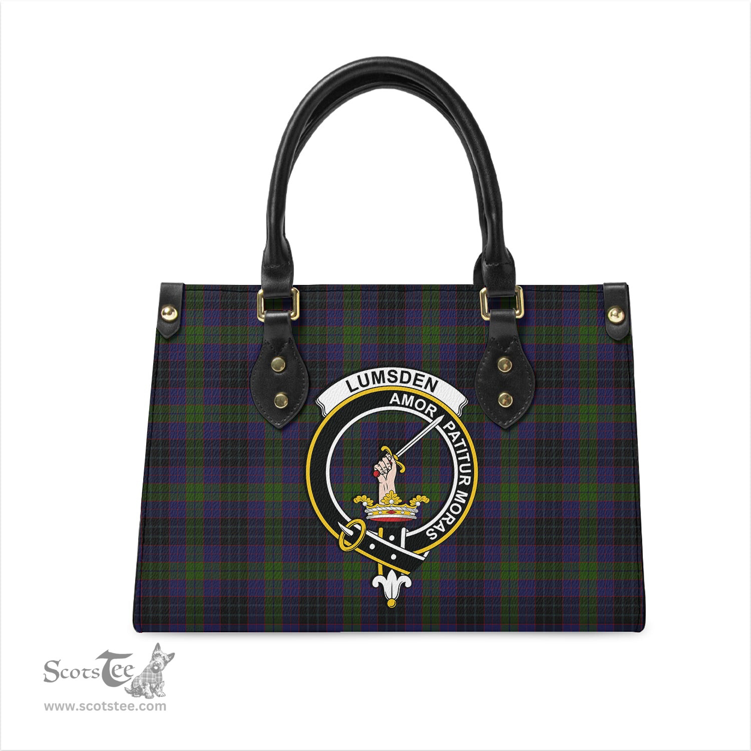 Scottish Lumsden Hunting Tartan Leather Bag for Women with Family Crest Scottish Plaid Tartan Plaid - ScotsTee - scotstee.com