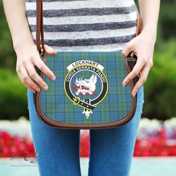 Scottish Lockhart Tartan Saddle Crossbody Bag with Family Crest Scottish Plaid Tartan Plaid - ScotsTee - scotstee.com