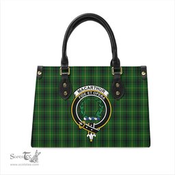 Scottish MacArthur Tartan Leather Bag for Women with Family Crest Scottish Plaid Tartan Plaid - ScotsTee - scotstee.com