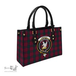 Scottish Lindsay Tartan Leather Bag for Women with Family Crest Scottish Plaid Tartan Plaid - ScotsTee - scotstee.com