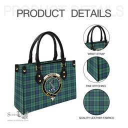 Scottish MacNeil of Colonsay Ancient Tartan Leather Bag for Women with Family Crest Scottish Plaid Tartan Plaid - ScotsTee - scotstee.com