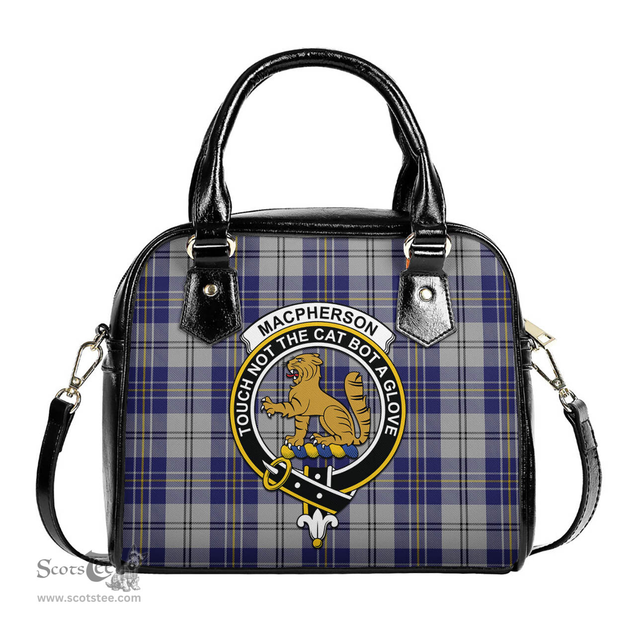Scottish MacPherson Dress Blue Tartan Shoulder Handbags with Family Crest Scottish Plaid Tartan Plaid - ScotsTee - scotstee.com