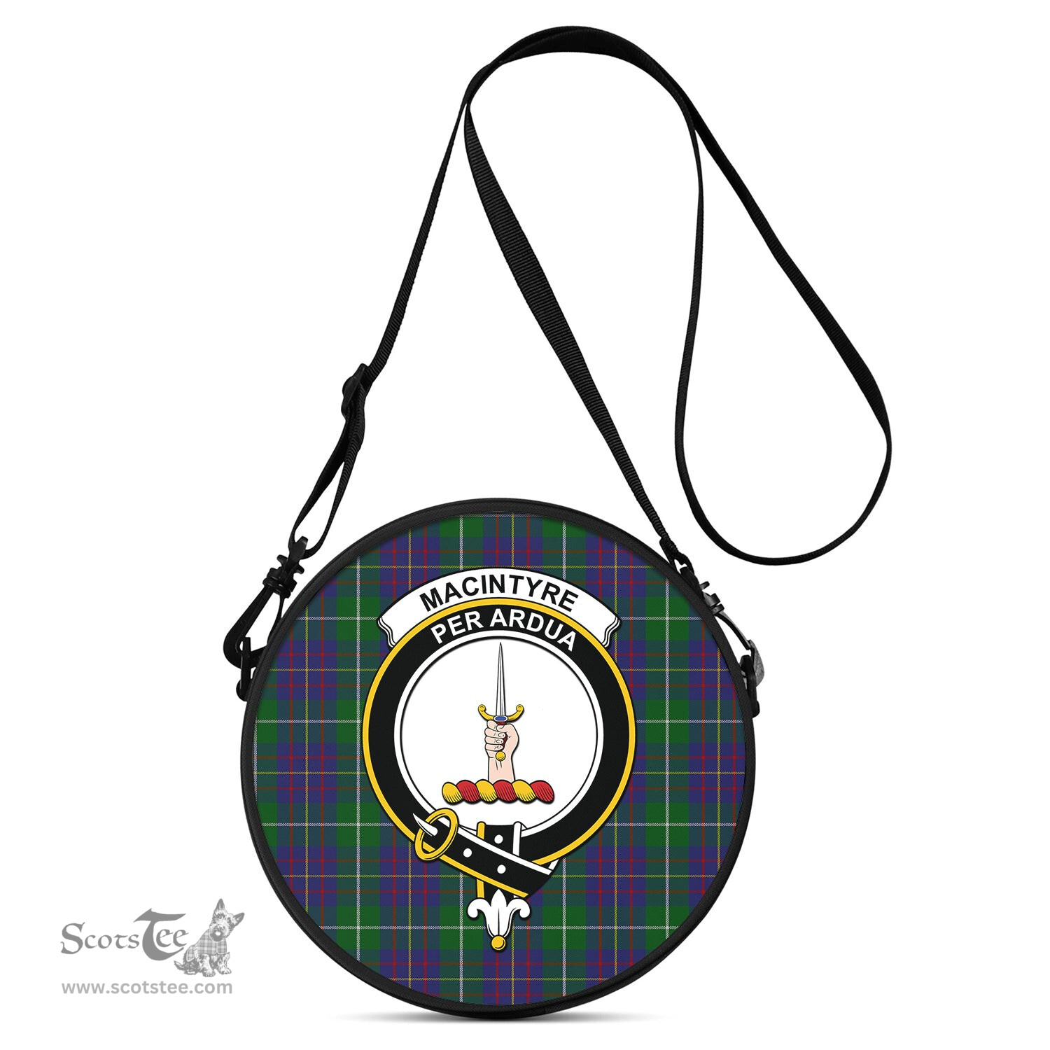 Scottish MacIntyre Inglis Tartan Round Crossbody Bags - Round Purse with Family Crest Scottish Plaid Tartan Plaid - ScotsTee - scotstee.com