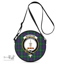 Scottish MacIntyre Inglis Tartan Round Crossbody Bags - Round Purse with Family Crest Scottish Plaid Tartan Plaid - ScotsTee - scotstee.com