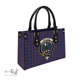Scottish MacLaine of Lochbuie Tartan Leather Bag for Women with Family Crest Scottish Plaid Tartan Plaid - ScotsTee - scotstee.com