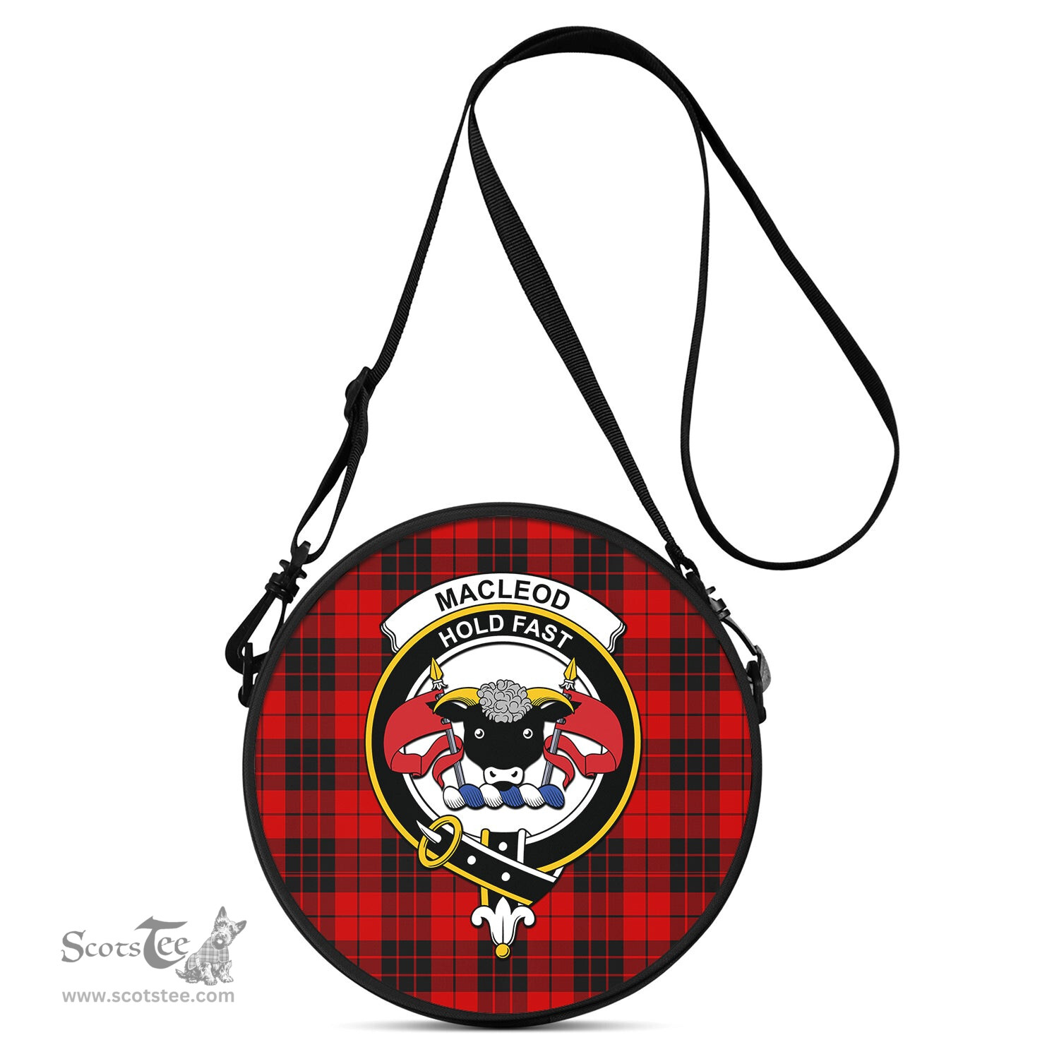 Scottish MacLeod of Raasay Tartan Round Crossbody Bags - Round Purse with Family Crest Scottish Plaid Tartan Plaid - ScotsTee - scotstee.com