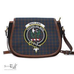 Scottish MacLaine of Lochbuie Hunting Tartan Saddle Crossbody Bag with Family Crest Scottish Plaid Tartan Plaid - ScotsTee - scotstee.com