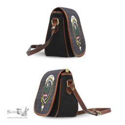 Scottish MacLaine of Lochbuie Hunting Tartan Saddle Crossbody Bag with Family Crest Scottish Plaid Tartan Plaid - ScotsTee - scotstee.com