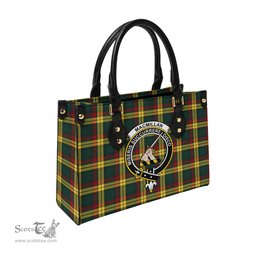 Scottish MacMillan Old Modern Tartan Leather Bag for Women with Family Crest Scottish Plaid Tartan Plaid - ScotsTee - scotstee.com
