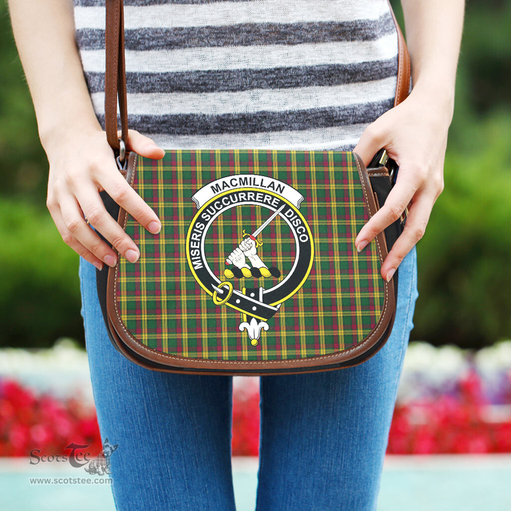 Scottish MacMillan Ancient Tartan Saddle Crossbody Bag with Family Crest Scottish Plaid Tartan Plaid - ScotsTee - scotstee.com