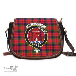 Scottish MacNaughton Modern Tartan Saddle Crossbody Bag with Family Crest Scottish Plaid Tartan Plaid - ScotsTee - scotstee.com