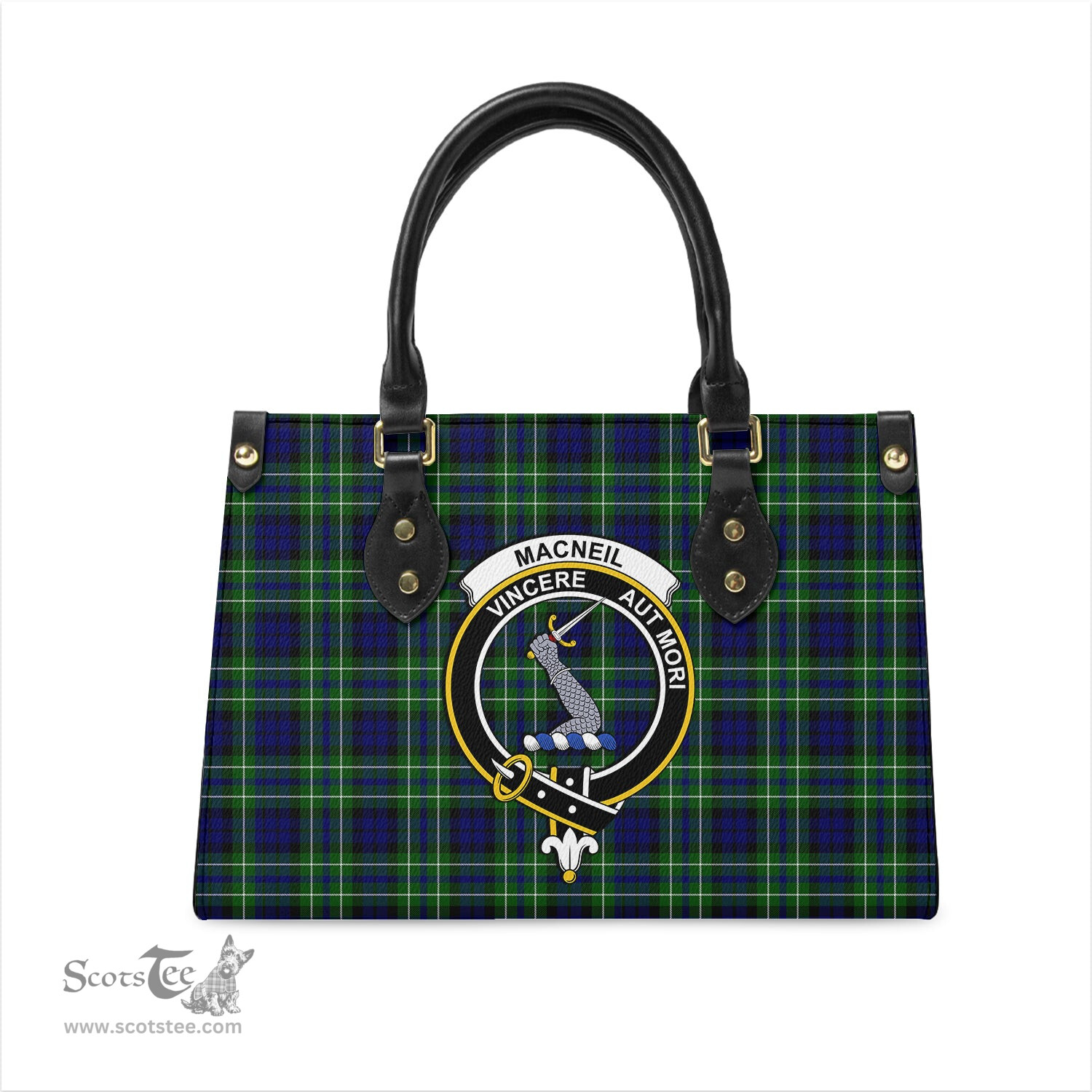 Scottish MacNeil of Colonsay Modern Tartan Leather Bag for Women with Family Crest Scottish Plaid Tartan Plaid - ScotsTee - scotstee.com