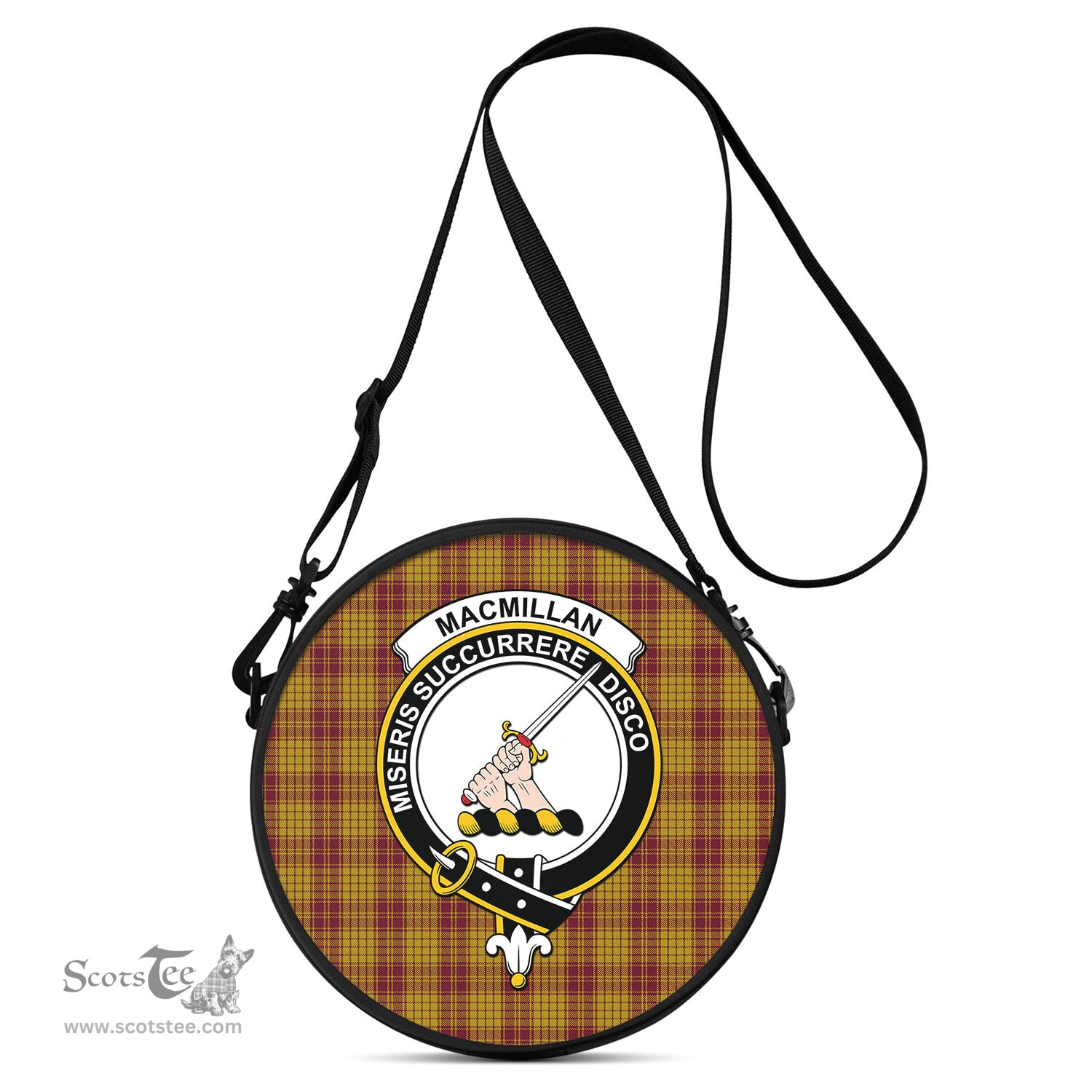 Scottish MacMillan Dress Tartan Round Crossbody Bags - Round Purse with Family Crest Scottish Plaid Tartan Plaid - ScotsTee - scotstee.com