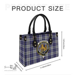 Scottish MacPherson Dress Blue Tartan Leather Bag for Women with Family Crest Scottish Plaid Tartan Plaid - ScotsTee - scotstee.com