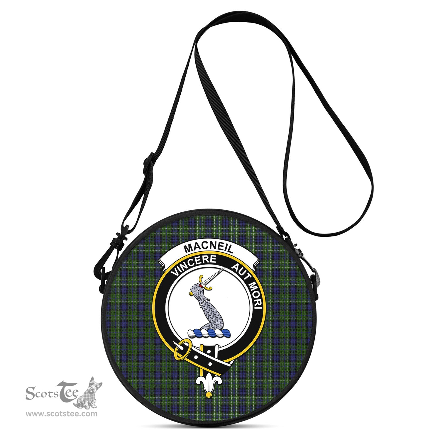 Scottish MacNeil of Colonsay Tartan Round Crossbody Bags - Round Purse with Family Crest Scottish Plaid Tartan Plaid - ScotsTee - scotstee.com