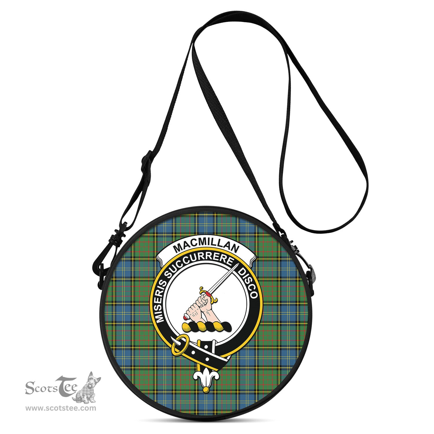 Scottish MacMillan Hunting Ancient Tartan Round Crossbody Bags - Round Purse with Family Crest Scottish Plaid Tartan Plaid - ScotsTee - scotstee.com