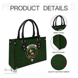 Scottish MacAlpin Modern Tartan Leather Bag for Women with Family Crest Scottish Plaid Tartan Plaid - ScotsTee - scotstee.com