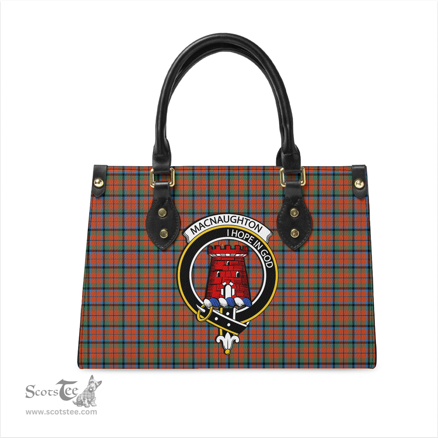 Scottish MacNaughton Ancient Tartan Leather Bag for Women with Family Crest Scottish Plaid Tartan Plaid - ScotsTee - scotstee.com