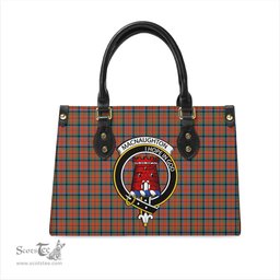 Scottish MacNaughton Ancient Tartan Leather Bag for Women with Family Crest Scottish Plaid Tartan Plaid - ScotsTee - scotstee.com