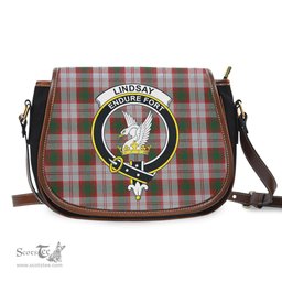 Scottish Lindsay Dress Red Tartan Saddle Crossbody Bag with Family Crest Scottish Plaid Tartan Plaid - ScotsTee - scotstee.com
