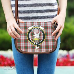 Scottish Lindsay Dress Red Tartan Saddle Crossbody Bag with Family Crest Scottish Plaid Tartan Plaid - ScotsTee - scotstee.com