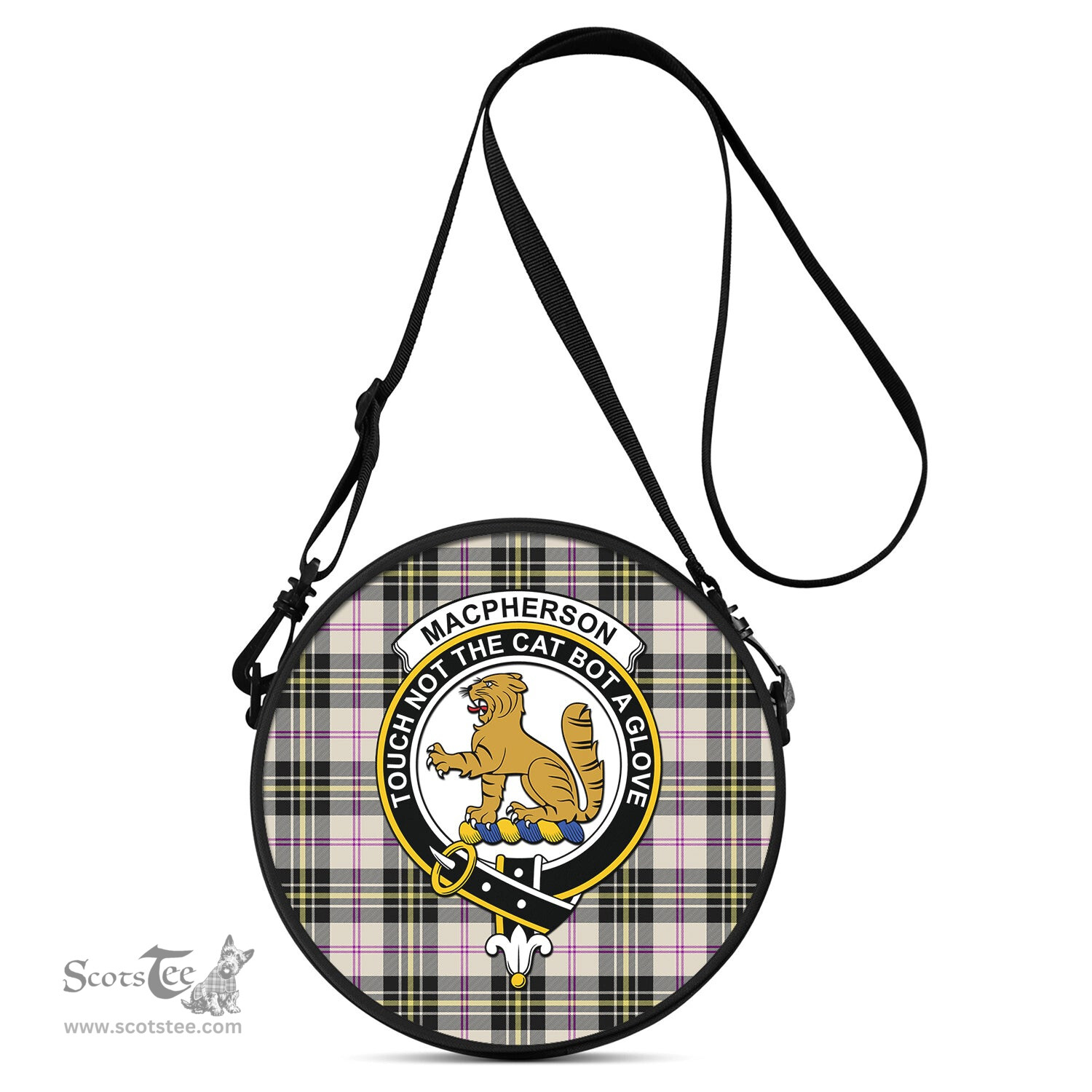 Scottish MacPherson Dress Ancient Tartan Round Crossbody Bags - Round Purse with Family Crest Scottish Plaid Tartan Plaid - ScotsTee - scotstee.com