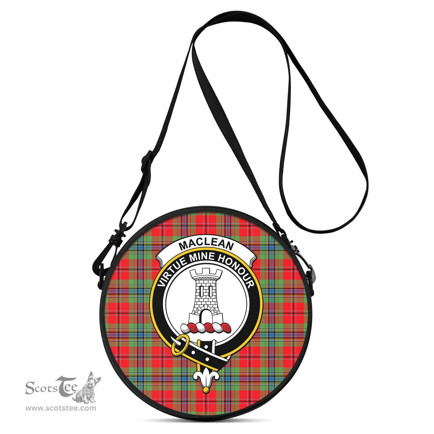 Scottish MacLean of Duart Modern Tartan Round Crossbody Bags - Round Purse with Family Crest Scottish Plaid Tartan Plaid - ScotsTee - scotstee.com