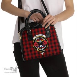 Scottish MacLeod Black and Red Tartan Shoulder Handbags with Family Crest Scottish Plaid Tartan Plaid - ScotsTee - scotstee.com
