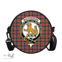 Scottish MacPherson Ancient Tartan Round Crossbody Bags - Round Purse with Family Crest Scottish Plaid Tartan Plaid - ScotsTee - scotstee.com