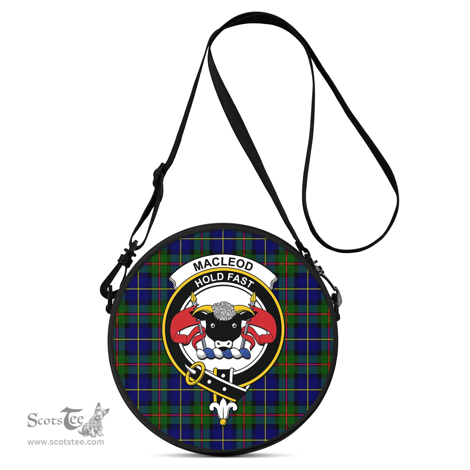 Scottish MacLeod of Harris Modern Tartan Round Crossbody Bags - Round Purse with Family Crest Scottish Plaid Tartan Plaid - ScotsTee - scotstee.com