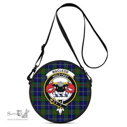 Scottish MacLeod of Harris Modern Tartan Round Crossbody Bags - Round Purse with Family Crest Scottish Plaid Tartan Plaid - ScotsTee - scotstee.com