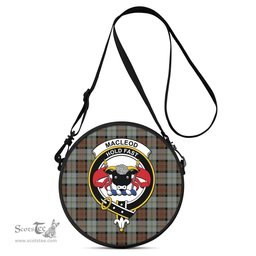 Scottish MacLeod of Harris Weathered Tartan Round Crossbody Bags - Round Purse with Family Crest Scottish Plaid Tartan Plaid - ScotsTee - scotstee.com