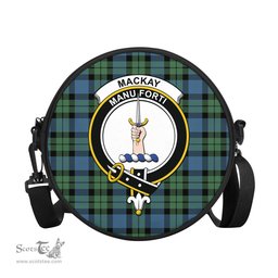 Scottish MacKay Ancient Tartan Round Crossbody Bags - Round Purse with Family Crest Scottish Plaid Tartan Plaid - ScotsTee - scotstee.com