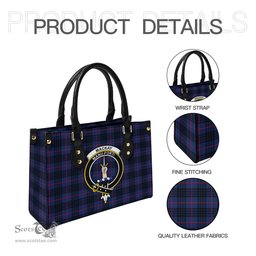 Scottish MacKay Blue Modern Tartan Leather Bag for Women with Family Crest Scottish Plaid Tartan Plaid - ScotsTee - scotstee.com