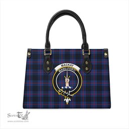 Scottish MacKay Blue Modern Tartan Leather Bag for Women with Family Crest Scottish Plaid Tartan Plaid - ScotsTee - scotstee.com