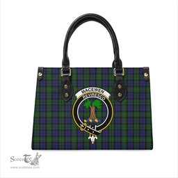 Scottish MacEwen Tartan Leather Bag for Women with Family Crest Scottish Plaid Tartan Plaid - ScotsTee - scotstee.com