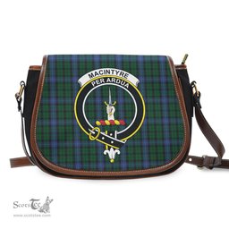 Scottish MacIntyre Tartan Saddle Crossbody Bag with Family Crest Scottish Plaid Tartan Plaid - ScotsTee - scotstee.com
